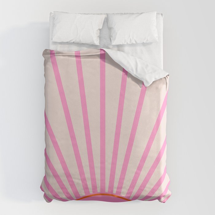 Le Soleil | 01 - Retro Sun Print Pink Aesthetic Preppy Decor Modern Abstract Sunshine Duvet Cover Gallery Image 1