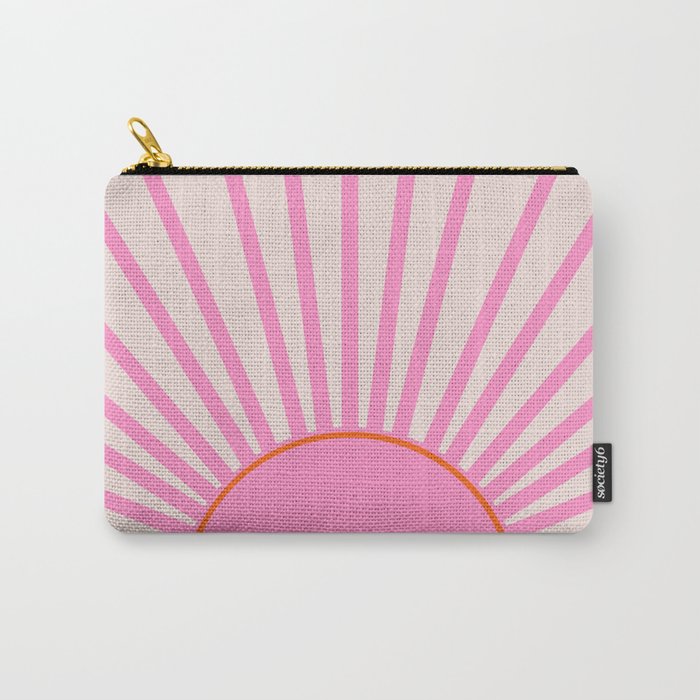 Le Soleil | 01 - Retro Sun Print Pink Aesthetic Preppy Decor Modern Abstract Sunshine Carry All Pouch Gallery Image 1
