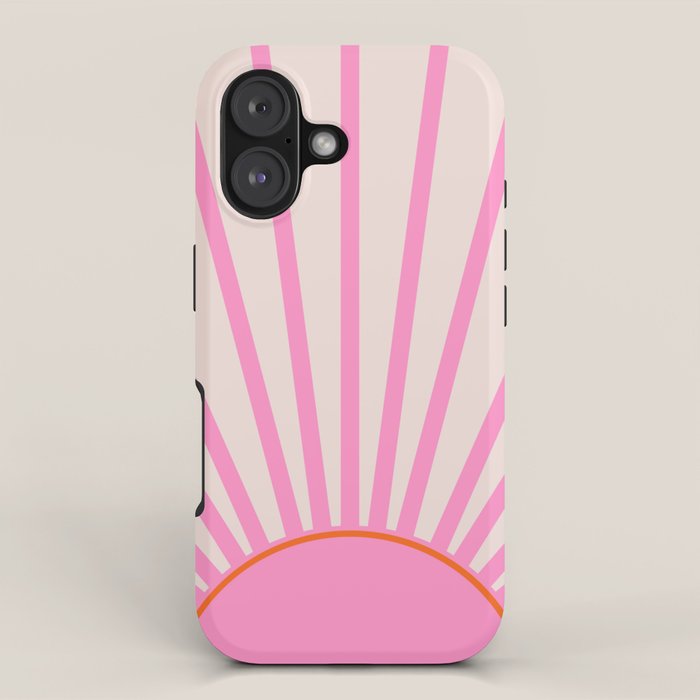 Le Soleil | 01 - Retro Sun Print Pink Aesthetic Preppy Decor Modern Abstract Sunshine iPhone Case Gallery Image 1