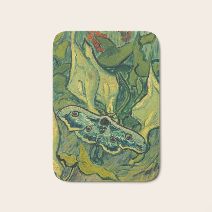 Vincent Van Gogh Giant Emperor Peacock Moth Bath Mat Gallery Image 1