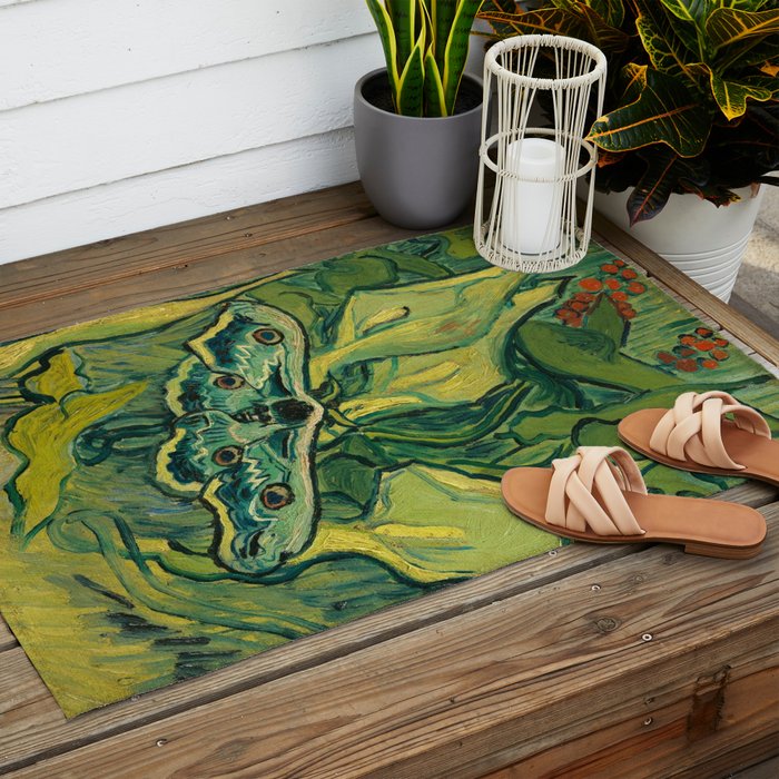 Vincent Van Gogh Giant Emperor Peacock Moth Outdoor Rug Gallery Image 2