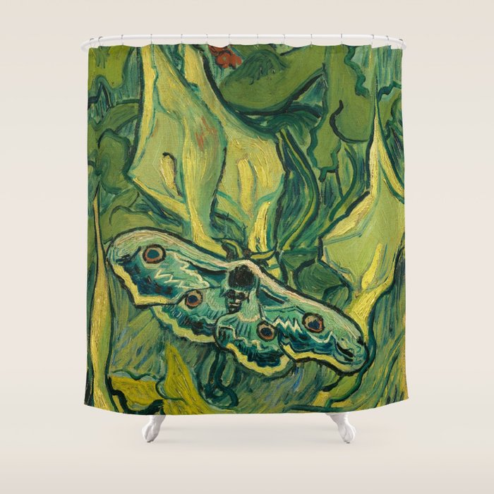 Vincent Van Gogh Giant Emperor Peacock Moth Shower Curtain Gallery Image 1