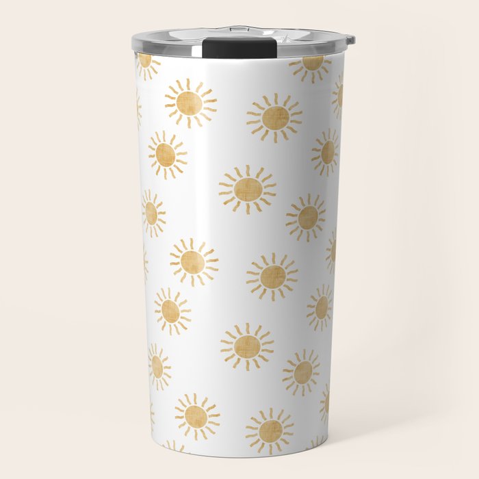 Suns  - golden on white Travel Mug Gallery Image 1