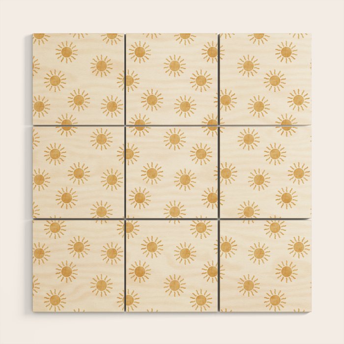 Suns  - golden on white Wood Wall Art Gallery Image 1