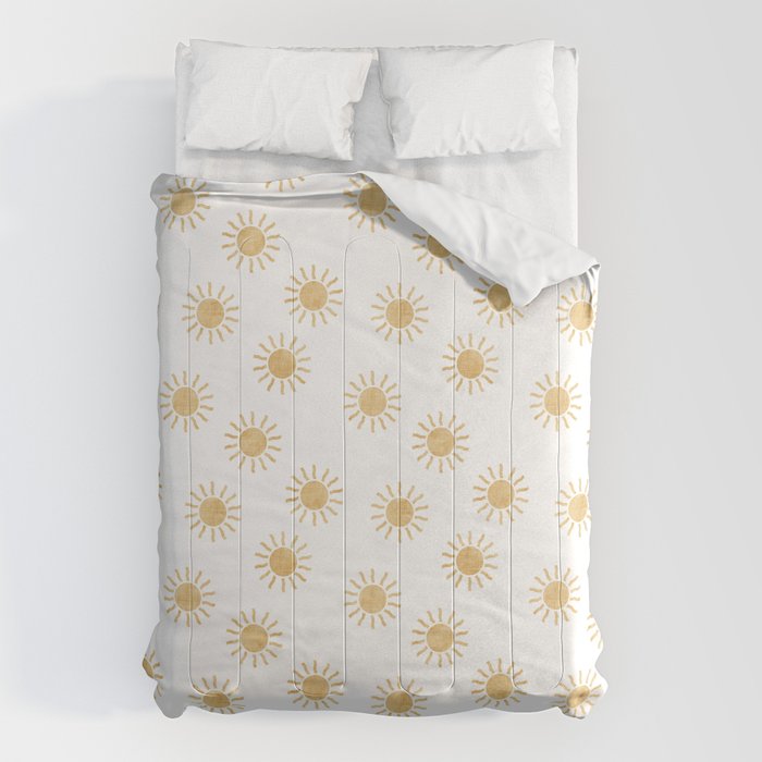 Suns  - golden on white Comforter Gallery Image 6