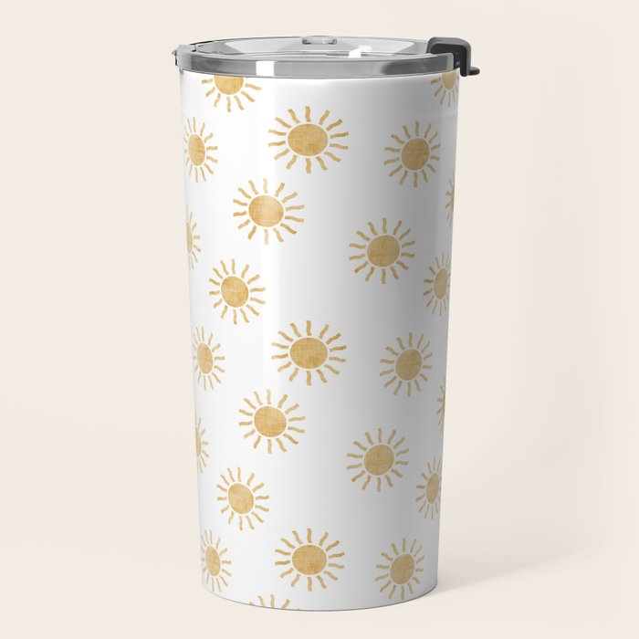 Suns  - golden on white Travel Mug Gallery Image 2