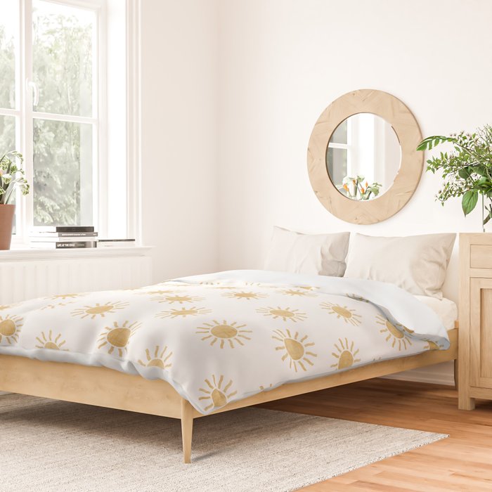 Suns  - golden on white Duvet Cover Gallery Image 2
