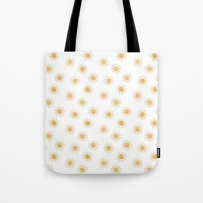 Suns  - golden on white Tote Bag Gallery Image 1