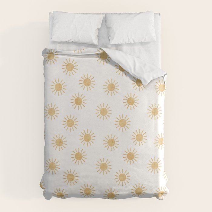 Suns  - golden on white Duvet Cover Gallery Image 6
