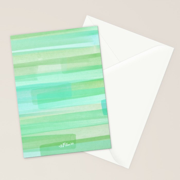 Abstract Watercolor Waves in Ocean Teal Stationery Card Gallery Image 2