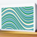 Wavy Stripes XXVII - Beachy Blue and Green Wall Mural Gallery Image 2