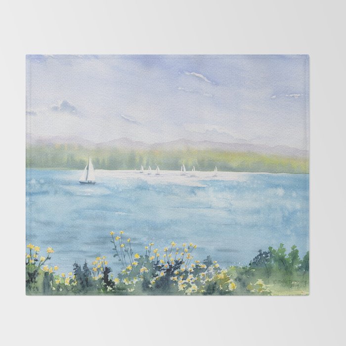 Cayuga Lake Regatta Throw Blanket Gallery Image 2