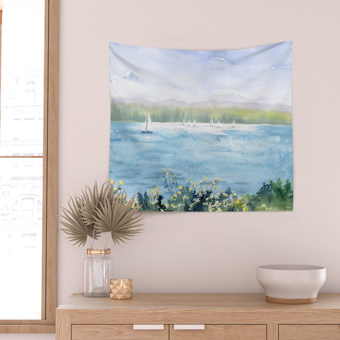 Cayuga Lake Regatta Wall Tapestry Gallery Image 2