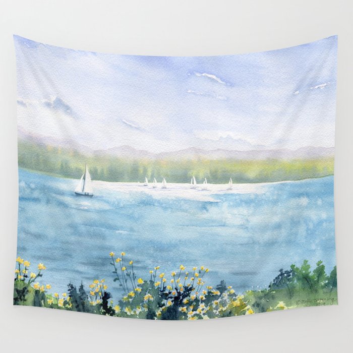 Cayuga Lake Regatta Wall Tapestry Gallery Image 4
