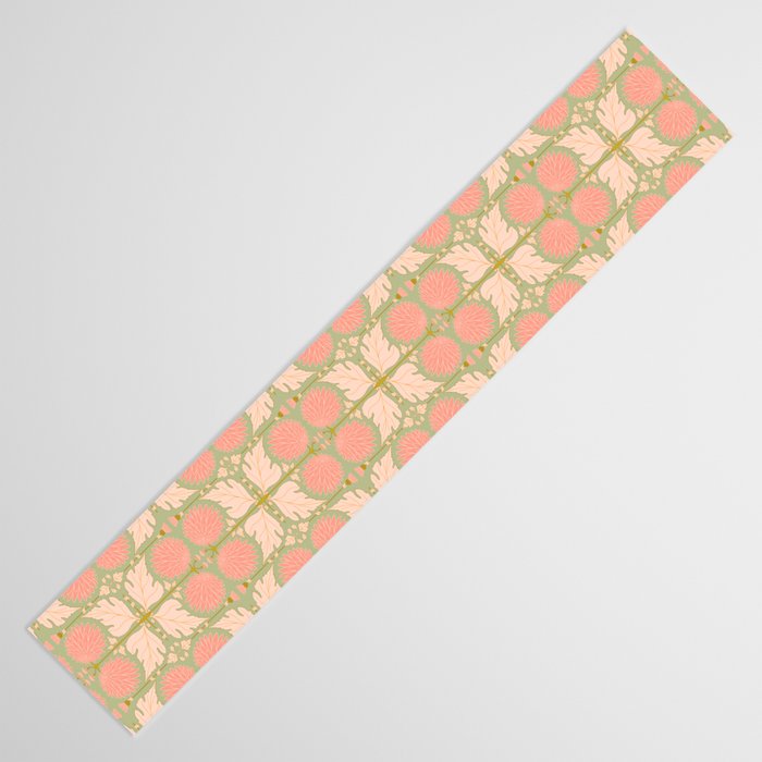 Art Nouveau Bohemian Peach Floral Botanical Table Runner Gallery Image 3