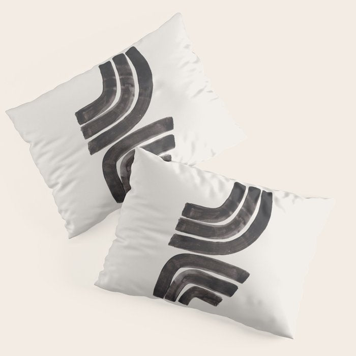 Don't Go Mid Century Modern Minimalist Black Ink Painting Funky Tribal Art Pillow Sham Gallery Image 1