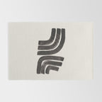 Don't Go Mid Century Modern Minimalist Black Ink Painting Funky Tribal Art Rug Gallery Image 2