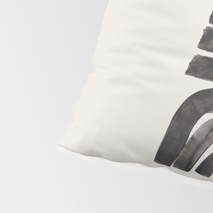Don't Go Mid Century Modern Minimalist Black Ink Painting Funky Tribal Art Pillow Sham Gallery Image 4