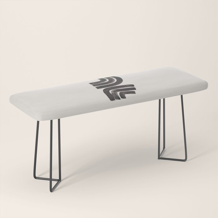 Don't Go Mid Century Modern Minimalist Black Ink Painting Funky Tribal Art Bench Gallery Image 1