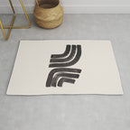 Don't Go Mid Century Modern Minimalist Black Ink Painting Funky Tribal Art Rug Gallery Image 1