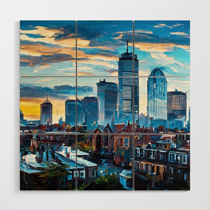 Boston Skyline Wood Wall Art Gallery Image 1