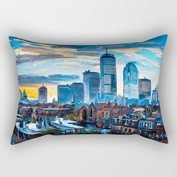 Boston Skyline Rectangular Pillow Gallery Image 1