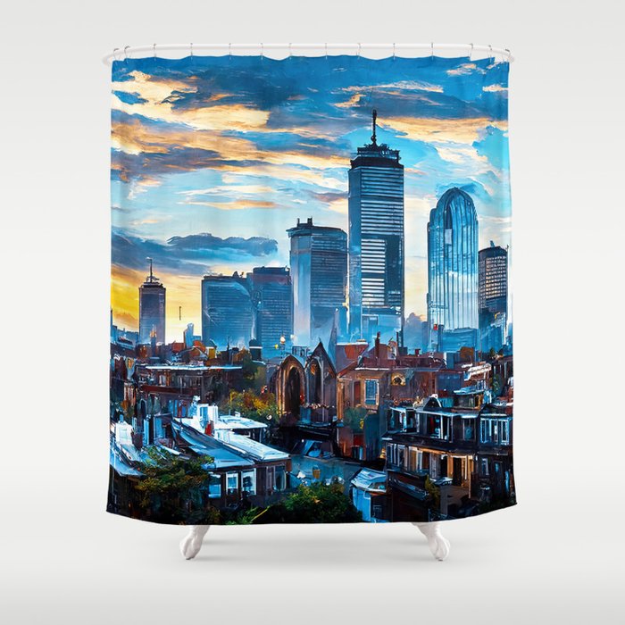 Boston Skyline Shower Curtain Gallery Image 1