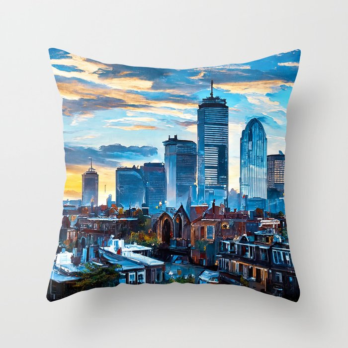 Boston Skyline Throw Pillow Gallery Image 6