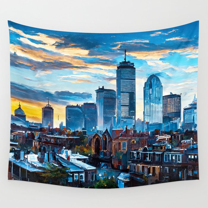 Boston Skyline Wall Tapestry Gallery Image 1