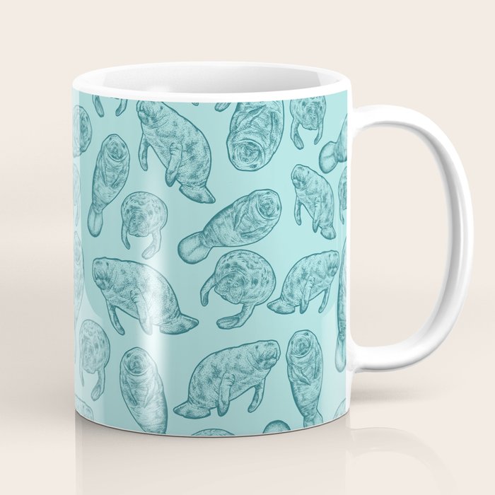 Manatees - Teal Coffee Mug Gallery Image 1
