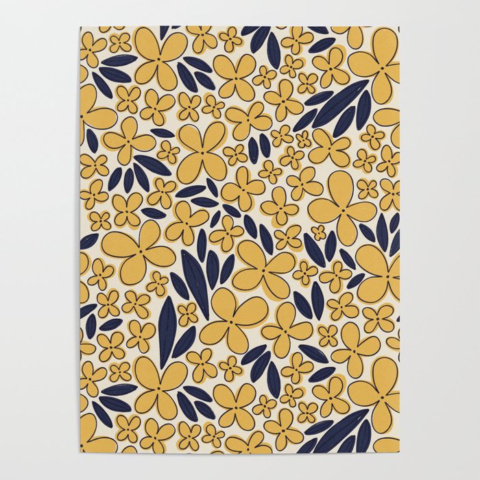 Four-leaf Flower Pattern / Yellow & Blue Poster Gallery Image 4