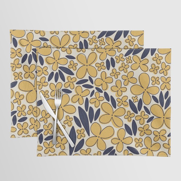 Four-leaf Flower Pattern / Yellow & Blue Placemat Gallery Image 1