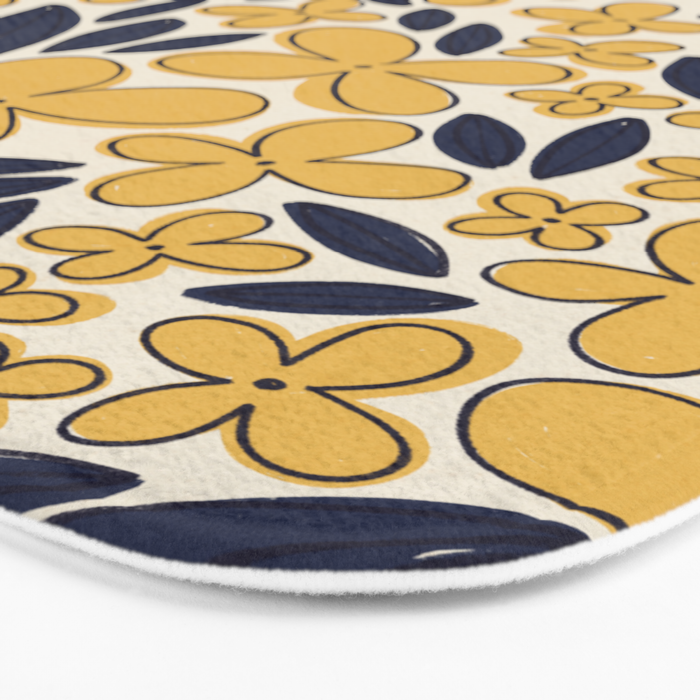 Four-leaf Flower Pattern / Yellow & Blue Bath Mat Gallery Image 3