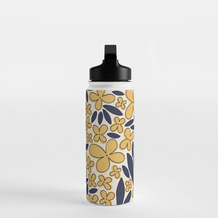 Four-leaf Flower Pattern / Yellow & Blue Water Bottle Gallery Image 3