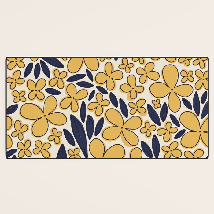 Four-leaf Flower Pattern / Yellow & Blue Desk Mat Gallery Image 3
