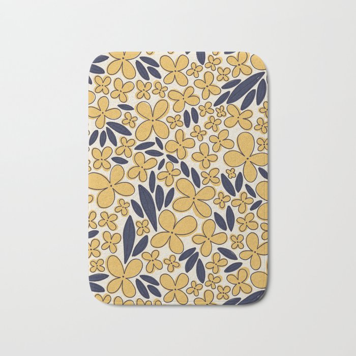 Four-leaf Flower Pattern / Yellow & Blue Bath Mat Gallery Image 1