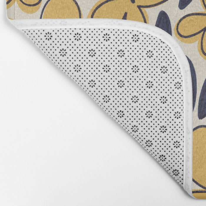 Four-leaf Flower Pattern / Yellow & Blue Bath Mat Gallery Image 2
