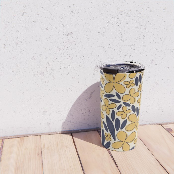 Four-leaf Flower Pattern / Yellow & Blue Travel Mug Gallery Image 4