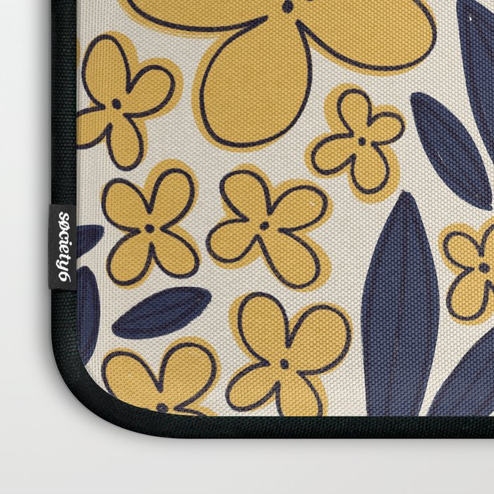 Four-leaf Flower Pattern / Yellow & Blue Laptop Sleeve Gallery Image 3