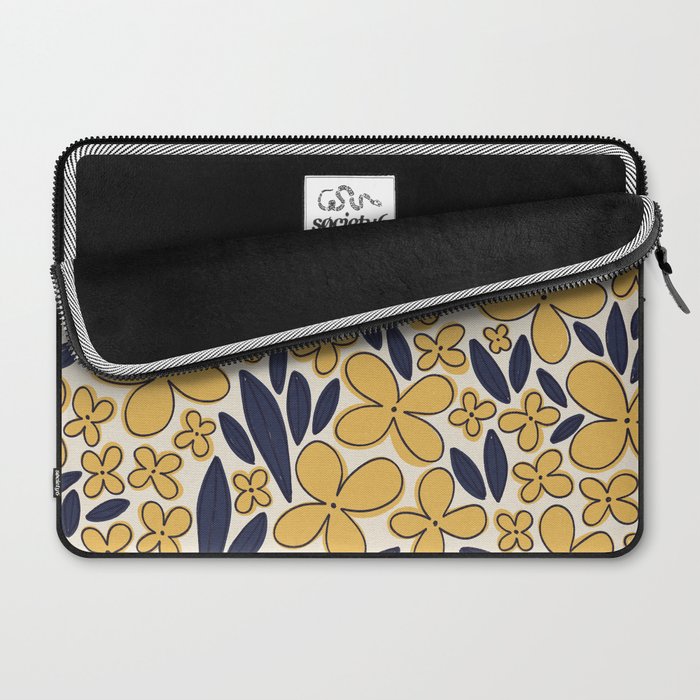 Four-leaf Flower Pattern / Yellow & Blue Laptop Sleeve Gallery Image 2