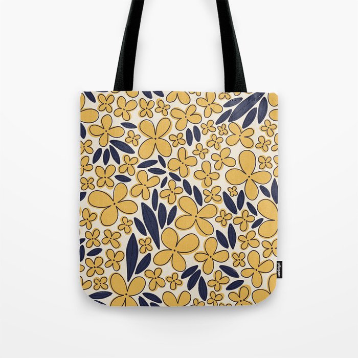 Four-leaf Flower Pattern / Yellow & Blue Tote Bag Gallery Image 1