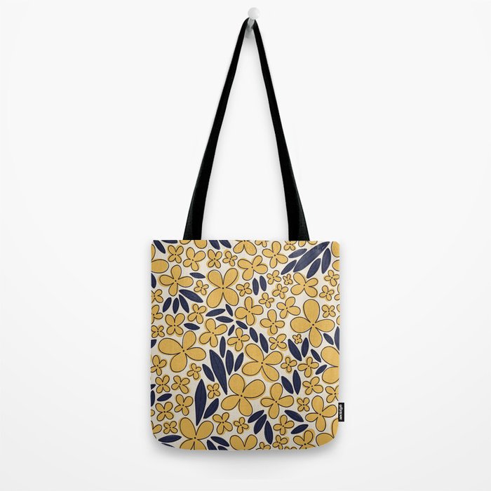 Four-leaf Flower Pattern / Yellow & Blue Tote Bag Gallery Image 2