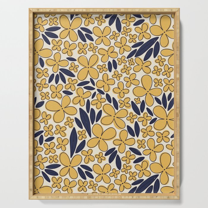 Four-leaf Flower Pattern / Yellow & Blue Serving Tray Gallery Image 1