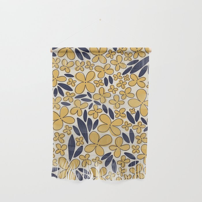 Four-leaf Flower Pattern / Yellow & Blue Wall Hanging Gallery Image 1
