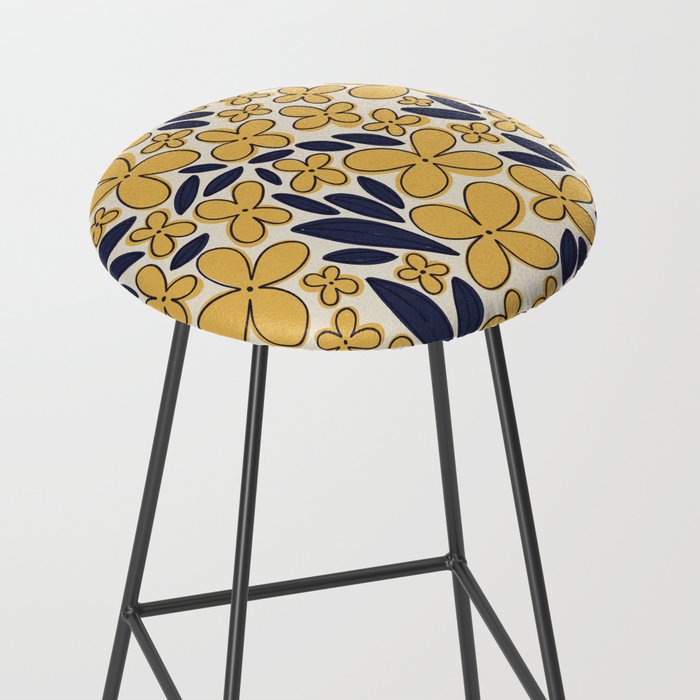 Four-leaf Flower Pattern / Yellow & Blue Stool Gallery Image 2