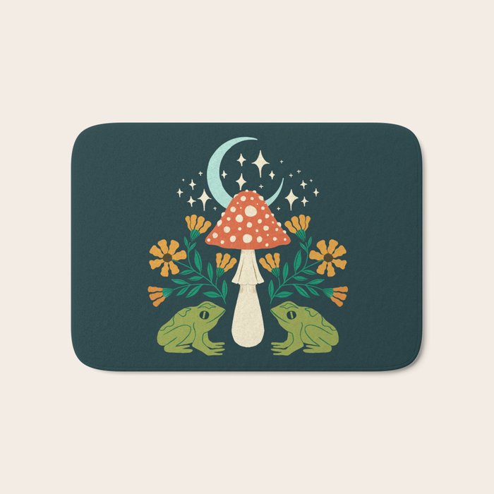 Moonlight Flower Frogs and Mushroom Bath Mat Gallery Image 1