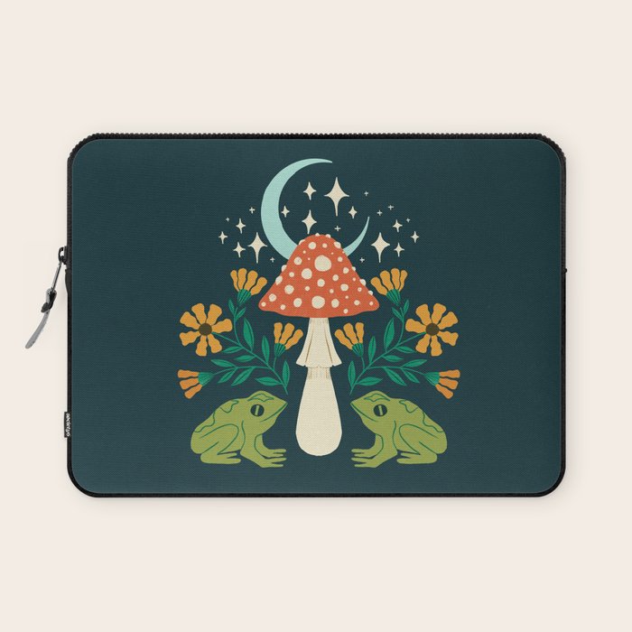 Moonlight Flower Frogs and Mushroom Laptop Sleeve Gallery Image 1