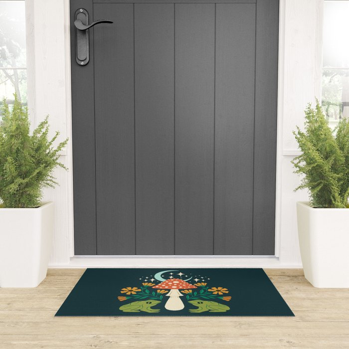 Moonlight Flower Frogs and Mushroom Welcome Mat Gallery Image 3