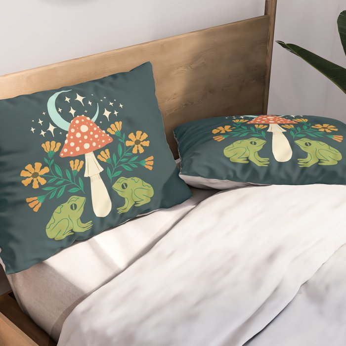 Moonlight Flower Frogs and Mushroom Pillow Sham Gallery Image 2