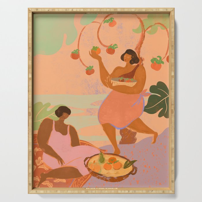 Persimmons in Autumn Serving Tray Gallery Image 1